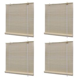 Bamboo Roller Blinds 4 pcs 120x160 cm Natural