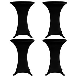 PHICOVE Standing Table Cover Dia 70 cm Stretch 4 pcs - Black