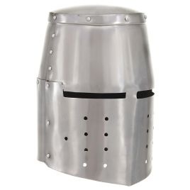 LARP Medieval Knight Helmet Replica - Antique Silver Steel Halloween Costume Prop