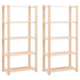 5-Tier Storage Racks 2 Pcs 80x38x170cm Solid Pinewood 250 kg