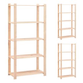 5-Tier Storage Racks 3 Pcs 80x38x170cm Solid Pinewood 250 kg