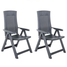 Garden Reclining Chairs 2 pcs Plastic Anthracite