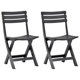 Folding Garden Chairs 2 pcs Plastic Anthracite