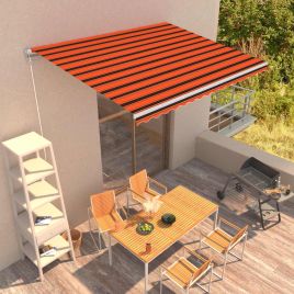 Manual Retractable Awning 400x300 cm Orange and Brown