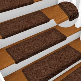 Stair Mats 15 Pieces 65x21x4 cm Brown Rectangular Edge