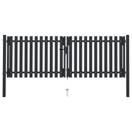 Double Door Fence Gate Steel 306x125 cm Anthracite