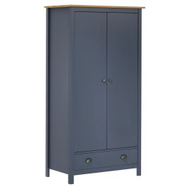 2 Door Wardrobe Hill Grey 89x50x170cm Solid Pine Wood