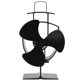 Heat Powered Stove Fan 3 Blades Black