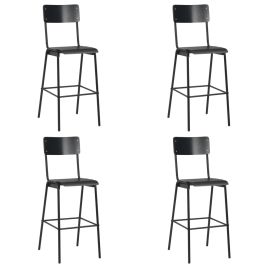 Bar Chairs 4 pcs Black Solid Plywood Steel
