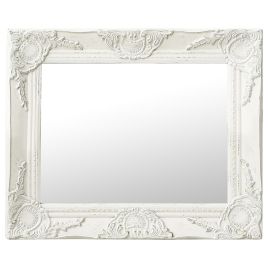 Wall Mirror Baroque Style 50x40cm White