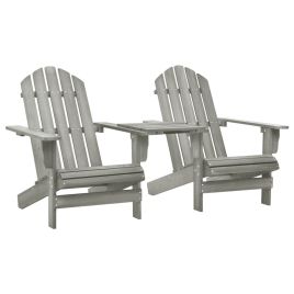 Garden Adirondack Chair Solid Fir Wood Grey