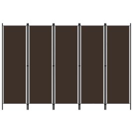 5-Panel Room Divider Brown 250x180 cm