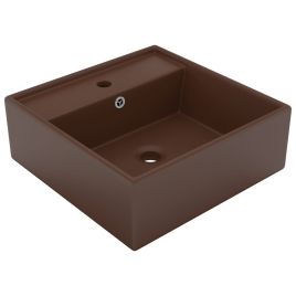 Luxury Basin Overflow Square Matt Dark Brown 41x41 cm Ceramic