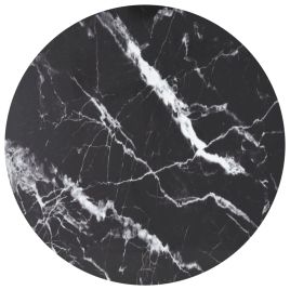 Table Top Black Ø80x1 cm Tempered Glass with Marble Design