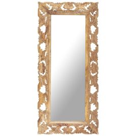 Hand Carved Mirror Brown 110x50cm Solid Mango Wood