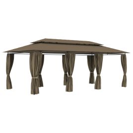 Gazebo with Curtains 600x298x270 cm Taupe 180 g/m2