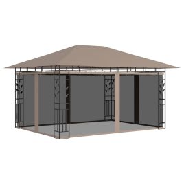 Gazebo with Mosquito Net 4x3x2.73 m Taupe 180 g/m2