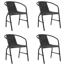 Garden Chairs 4 pcs Plastic Rattan and Steel 110 kg