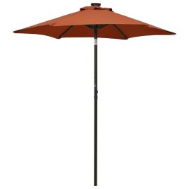 Parasol with LED Lights Terracotta 200x211 cm Aluminium