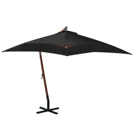 Hanging Parasol with Pole Black 3x3 m Solid Fir Wood