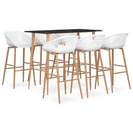 7 Piece Bar Set Black and White