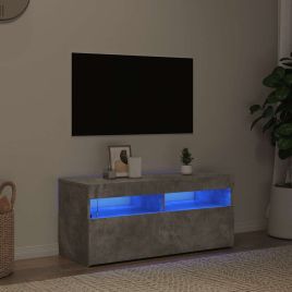 TV Cabinet with LED Lights Concrete Grey 90x35x40 cm