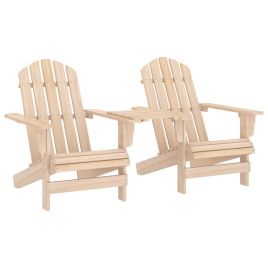 Garden Adirondack Chairs with Tea Table Solid Fir Wood