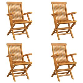 Folding Garden Chairs 4 pcs Solid Teak Wood