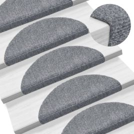 Self-adhesive Stair Mats 10 Pcs Light Grey 56x17xcm Needle Punch
