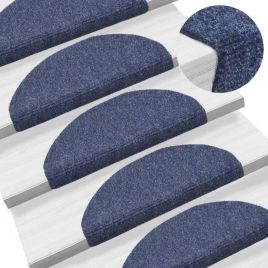 Self-adhesive Stair Mats 10 Pcs Blue 65x21x4cm Needle Punch