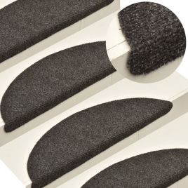 Self-adhesive Stair Mats 10Pcs Anthracite 65x21x4cm Needle Punch