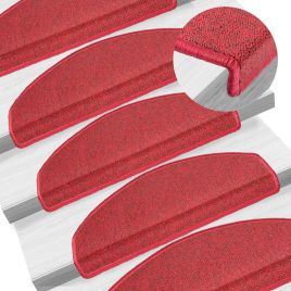 Stair Mats 10 Pieces 65x24x4 cm Bordeaux Half Round Large