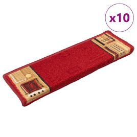 Stair Mats Self-adhesive 10 Pieces 65x21x4 cm Red