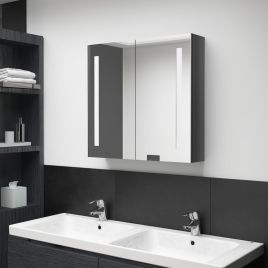 LED Bathroom Mirror Cabinet Shining Grey 62x14x60cm