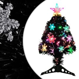 HOLWIN Christmas Tree with LED Snowflakes Black 64 cm Fibre Optic