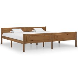 Bed Frame Solid Pinewood Honey Brown 200x200 cm