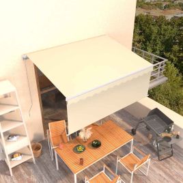 FRLVALE Manual Retractable Awning with Blind 3x2.5m - Cream