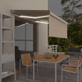 DEUBRO Manual Retractable Awning with Blind and LED 3x2.5m - Cream