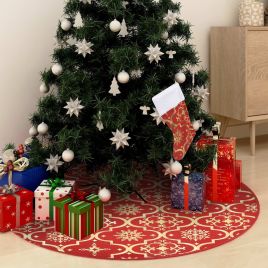 Chena Luxury Christmas Tree Skirt Sock Red 122cm Fabric