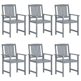 Garden Chairs 6 Pieces Solid Acacia Wood Grey
