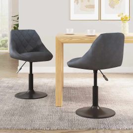 Swivel Dining Chairs 2 Pieces Dark Grey Velvet