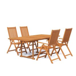 5 Piece Garden Dining Set Solid Wood Acacia
