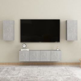 4 Piece TV Cabinet Set Concrete Grey Engineered Wood