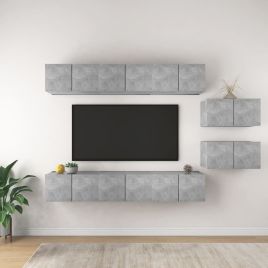 TV Cabinets 8 pcs Concrete Grey Engineered Wood