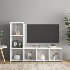 TV Cabinets 2 Pieces White 107x35x37 cm Engineered Wood