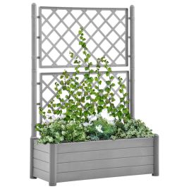 Garden Planter with Trellis 100x43x142 cm PP Stone Grey
