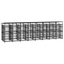 Outdoor Dog Kennel with Roof Steel 14.75sqm