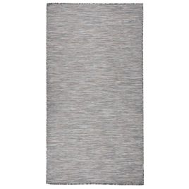 Outdoor Flatweave Rug 80x150 cm Brown and Blue