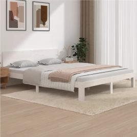 Bed Frame White Solid Wood Pine 160x200 cm