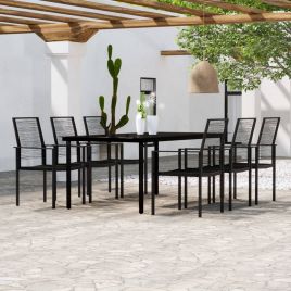 LEIRIDG 7 Piece Garden Dining Set - Black